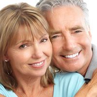 Smiling couple close together